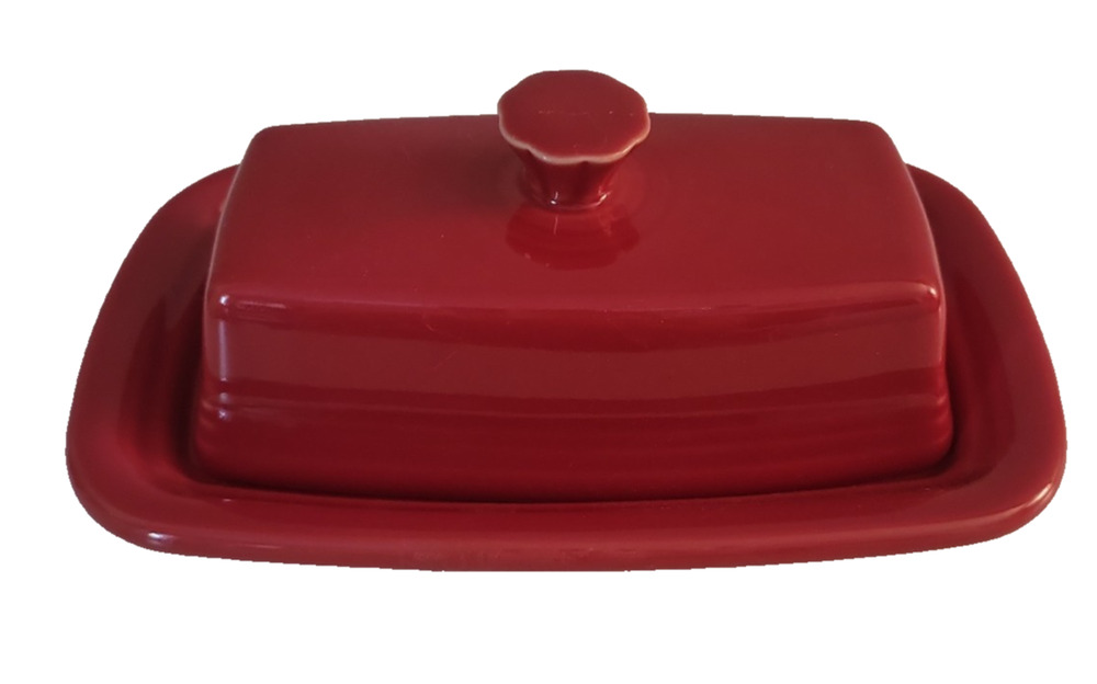 Y2K Fiesta Homer Laughlin Fiestaware Scarlet Red Covered Butter Dish Made in USA